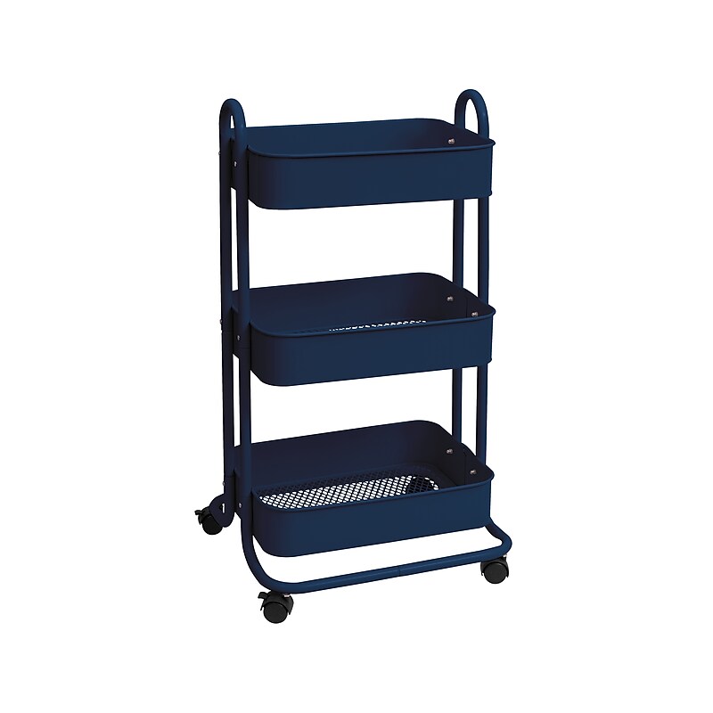 We R Memory Keepers A La Cart 3-Shelf Metal Mobile Utility Cart with Dual Wheel, Navy (60000338) image 1