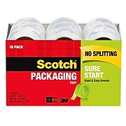 Scotch® Sure Start Packaging Tape, 1.88 in x 54.6 yds, Clear, 18 Rolls (3450-18CP)
