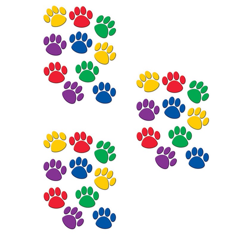 Teacher Created Resources Colorful Paw Print Accents, 30 Per Pack, 3 Packs (TCR4114-3) image 1