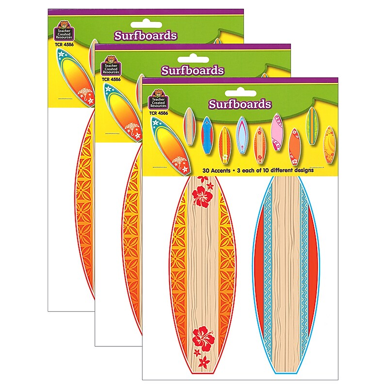 Teacher Created Resources Surfboards Accents, 30 Per Pack, 3 Packs (TCR4586-3) image 1