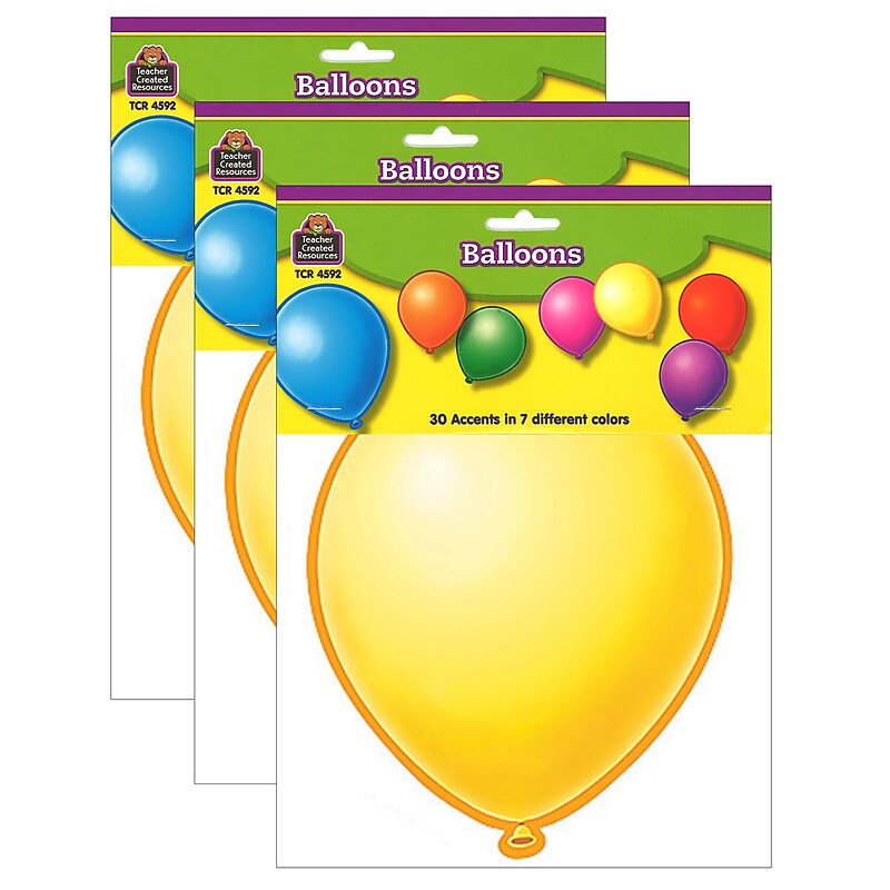 Teacher Created Resources Balloons Accents, 30 Per Pack, 3 Packs (TCR4592-3) image 1
