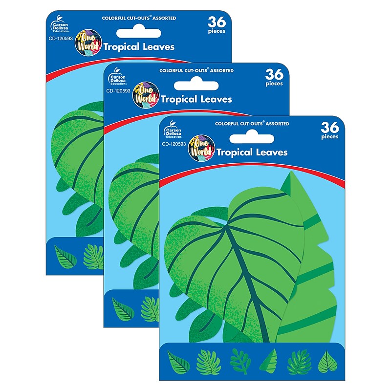 Carson Dellosa Education One World Tropical Leaves Cut-Outs, 36 Per Pack, 3 Packs (CD-120593-3) image 1