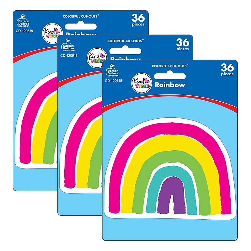 Carson Dellosa Education Kind Vibes Rainbow Cut-Outs, 36 Per Pack, 3 Packs (CD-120618-3) image 1