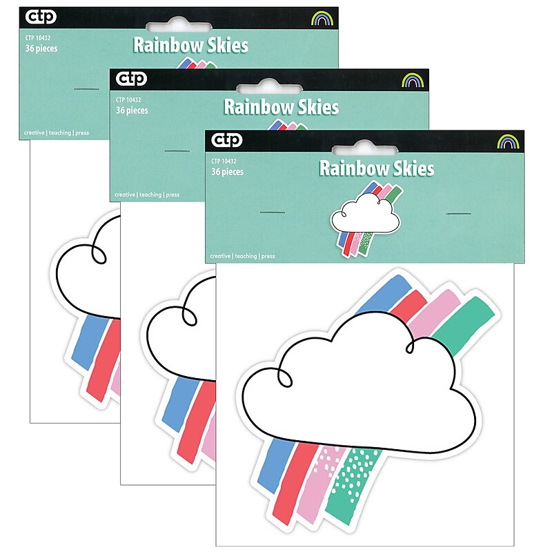 Creative Teaching Press Rainbow Skies 6" Designer Cut-Outs, 36 Per Pack, 3 Packs (CTP10432-3) image 1