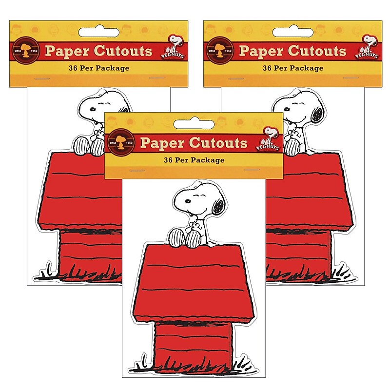 Eureka Snoopy on Dog House Paper Cut Outs, 36 Per Pack, 3 Packs (EU-841227-3) image 1