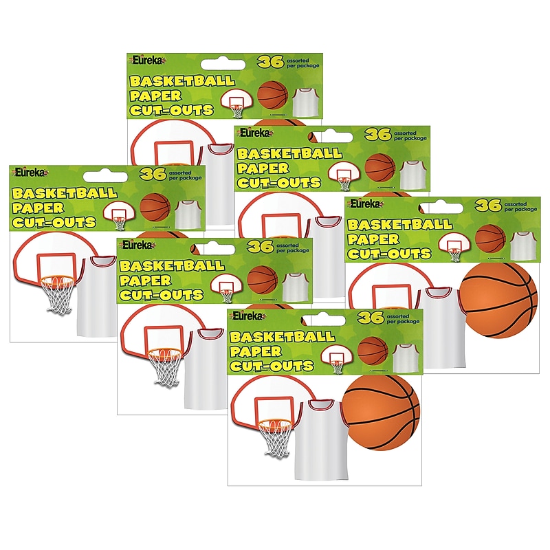 Eureka Basketball Assorted Cut Outs, 36 Per Pack, 6 Packs (EU-841248-6) image 1