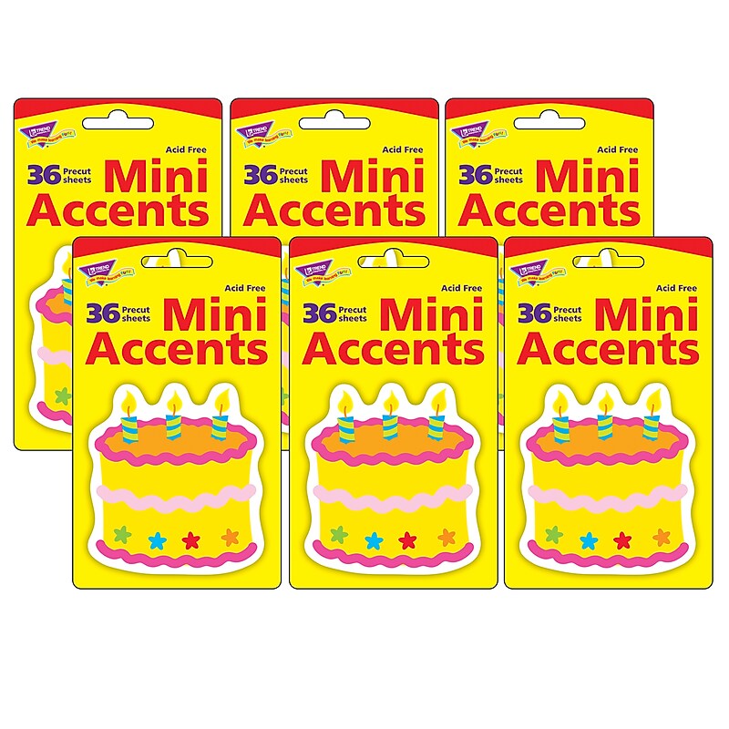 Trend Enterprises Birthday Cake Mini Accents, 36/Pack, 6 Packs/Bundle (T-10505-6) image 1