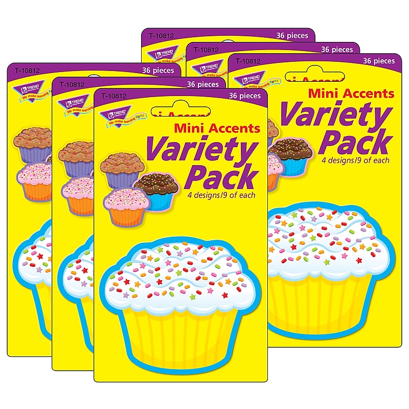 TREND Cupcakes Mini Accents Variety Pack, 36 Per Pack, 6 Packs (T-10812-6) image 1