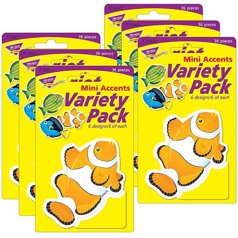 TREND Fish Mini Accents Variety Pack, 36 Per Pack, 6 Packs (T-10822-6) image 1