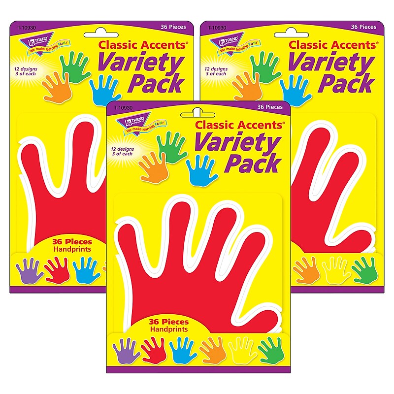 TREND Handprints Classic Accents Variety Pack, 36 Per Pack, 3 Packs (T-10930-3) image 1