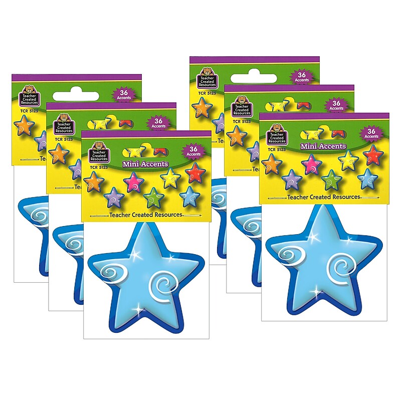 Teacher Created Resources Stars Mini Accents, 36 Per Pack, 6 Packs (TCR5125-6) image 1