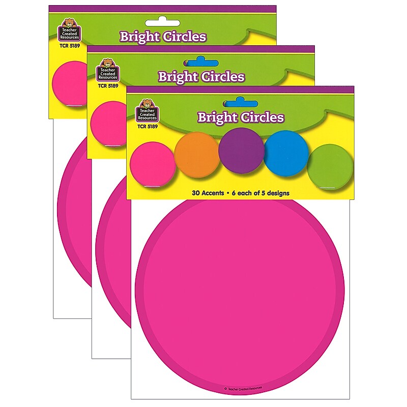 Teacher Created Resources Bright Circles Accents, 30 Per Pack, 3 Packs (TCR5189-3) image 1