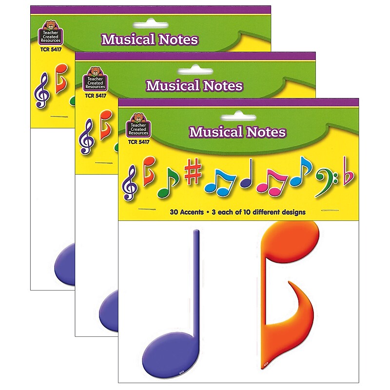 Teacher Created Resources Musical Notes Accents, 30 Per Pack, 3 Packs (TCR5417-3) image 1