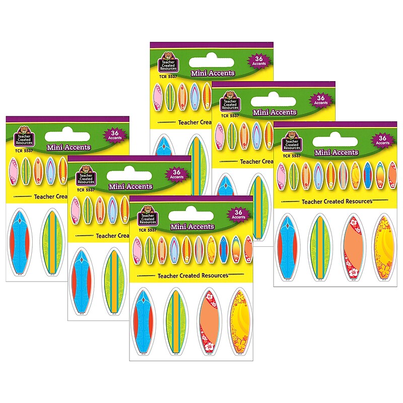 Teacher Created Resources Surfboards Mini Accents, 36 Per Pack, 6 Packs (TCR5537-6) image 1
