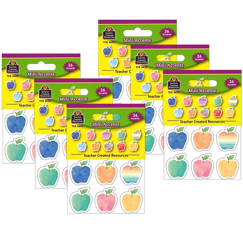 Teacher Created Resources Watercolor Apples Mini Accents, 36/Pack, 6 Packs (TCR5635-6) image 1