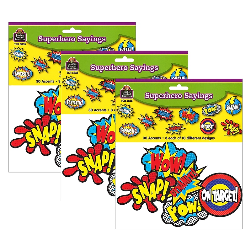 Teacher Created Resources Superhero Sayings Accents, 30 Per Pack, 3 Packs (TCR5835-3) image 1