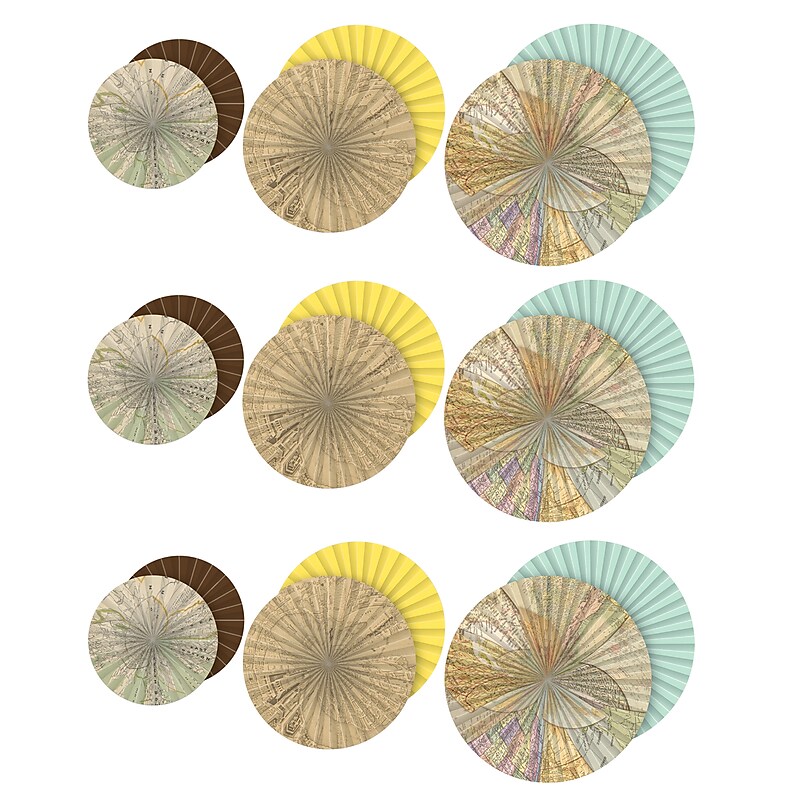 Teacher Created Resources Travel the Map Hanging Paper Fans, 3 Per Pack, 3 Packs (TCR77034-3) image 1