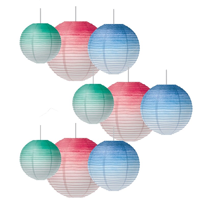 Teacher Created Resources Watercolor Hanging Paper Lanterns, Assorted Colors & Sizes, 3 Per Pack, 3 Packs (TCR77106-3) image 1