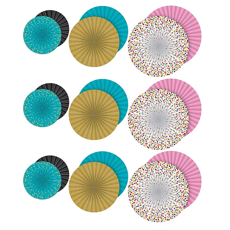 Teacher Created Resources Confetti Hanging Paper Fans, 3 Per Pack, 3 Packs (TCR77107-3) image 1