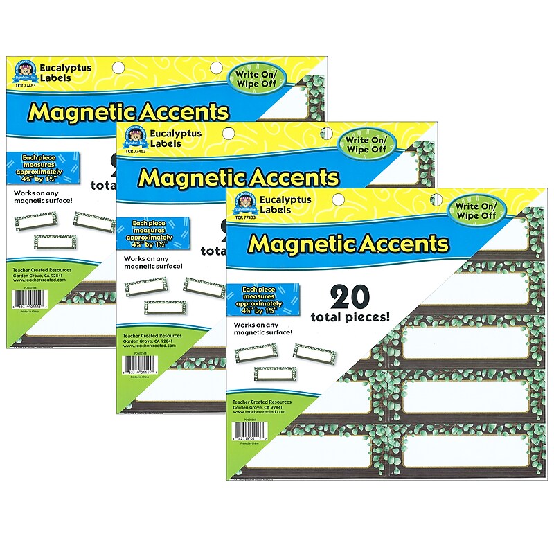 Teacher Created Resources Eucalyptus Labels Magnetic Accents, 20 Per Pack, 3 Packs (TCR77483-3) image 1