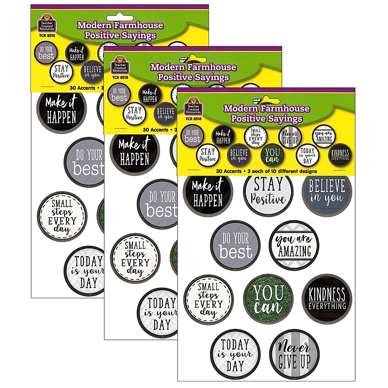 Teacher Created Resources Modern Farmhouse Positive Saying Accents, 30 Per Pack, 3 Packs (TCR8518-3) image 1
