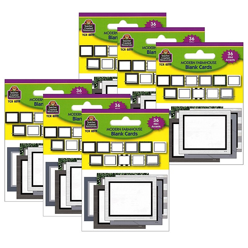 Teacher Created Resources Modern Farmhouse Blank Cards Mini Accents, 36 Per Pack, 6 Packs (TCR8519-6) image 1