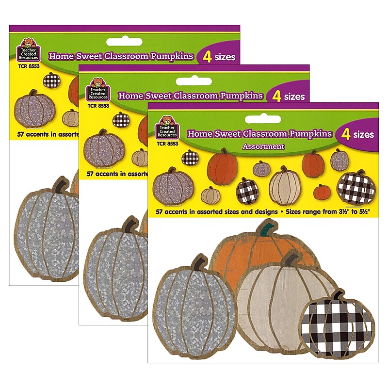 Teacher Created Resources Home Sweet Classroom Pumpkins Accents, Assorted Sizes, 57 Per Pack, 3 Packs (TCR8553-3) image 1
