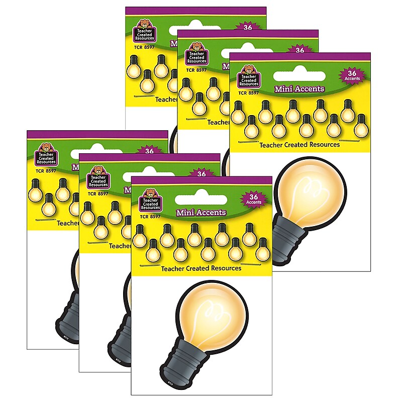 Teacher Created Resources White Light Bulbs Mini Accents, 36 Per Pack, 6 Packs (TCR8597-6) image 1