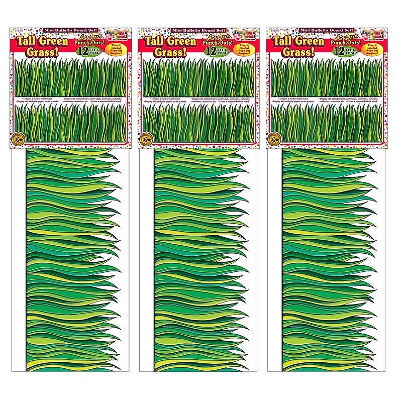 Scholastic Teacher Resources Jumbo Border, 8.5" x 12', Green Tall Grass, 3 Packs (TF-3302-3) image 1