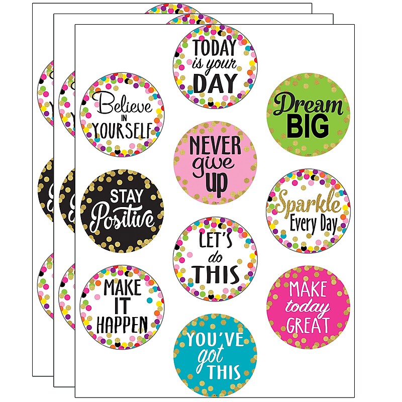 Teacher Created Resources Confetti Positive Sayings Accents, 30 Per Pack, 3 Packs (TCR8890-3) image 1