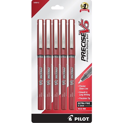Pilot Precise V5 Rollerball Pens, Extra Fine Point, Red Ink, 5/Pack ...