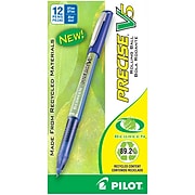 Pilot Precise V5 BeGreen Rollerball Pens, Extra Fine Point, Blue Ink, Dozen (26301)