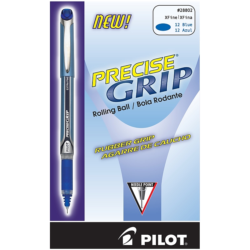 Pilot Precise Grip Rollerball Pens, Extra Fine Point, Blue Ink, Dozen (28802) image 1