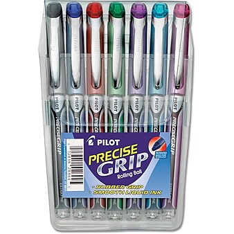Pilot Precise Grip Rollerball Pens, Extra Fine Point, Assorted Ink, 7/Pack (28864)