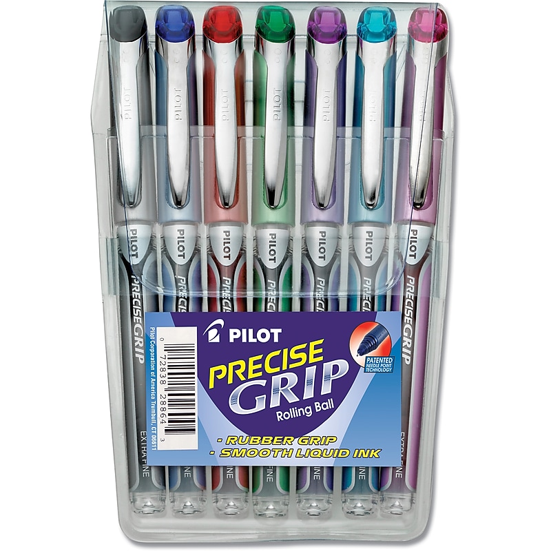 Pilot Precise Grip Rollerball Pens, Extra Fine Point, Assorted Ink, 7/Pack (28864) image 1