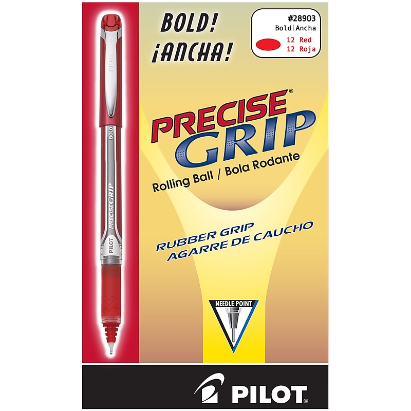 Pilot Precise Grip Rollerball Pens, Bold Point, Red Ink, Dozen (28903) image 1
