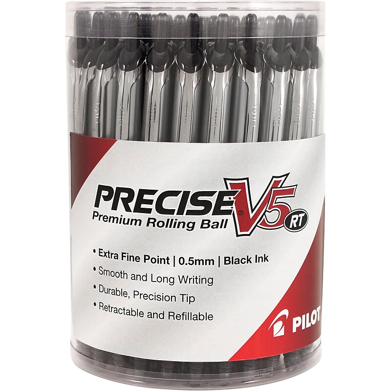 Pilot Precise V5 RT Retractable Rollerball Pens, Extra Fine Point, Black Ink, 30/Pack (84067) image 1