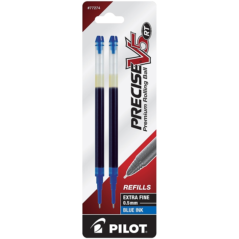Pilot Precise V5 RT Rollerball Pen Refill, Extra Fine Tip, Blue Ink, 2/Pack (77274) image 1