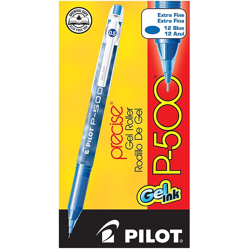 Pilot Precise P-500 Gel Pens, Extra Fine Point, Blue Ink, Dozen (38601) image 1