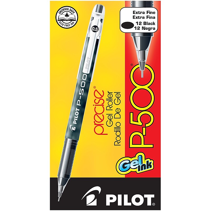 Pilot Precise P-500 Gel Pens, Extra Fine Point, Black Ink, Dozen (38600) image 1