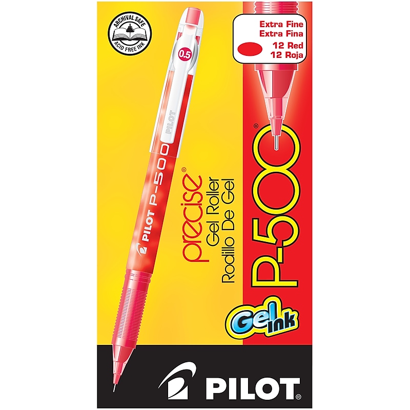Pilot Precise P-500 Gel Pens, Extra Fine Point, Red Ink, Dozen (38602) image 1