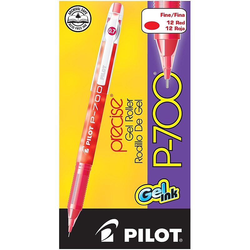 Pilot Precise P-700 Gel Pens, Fine Point, Red Ink, Dozen (38612) image 1