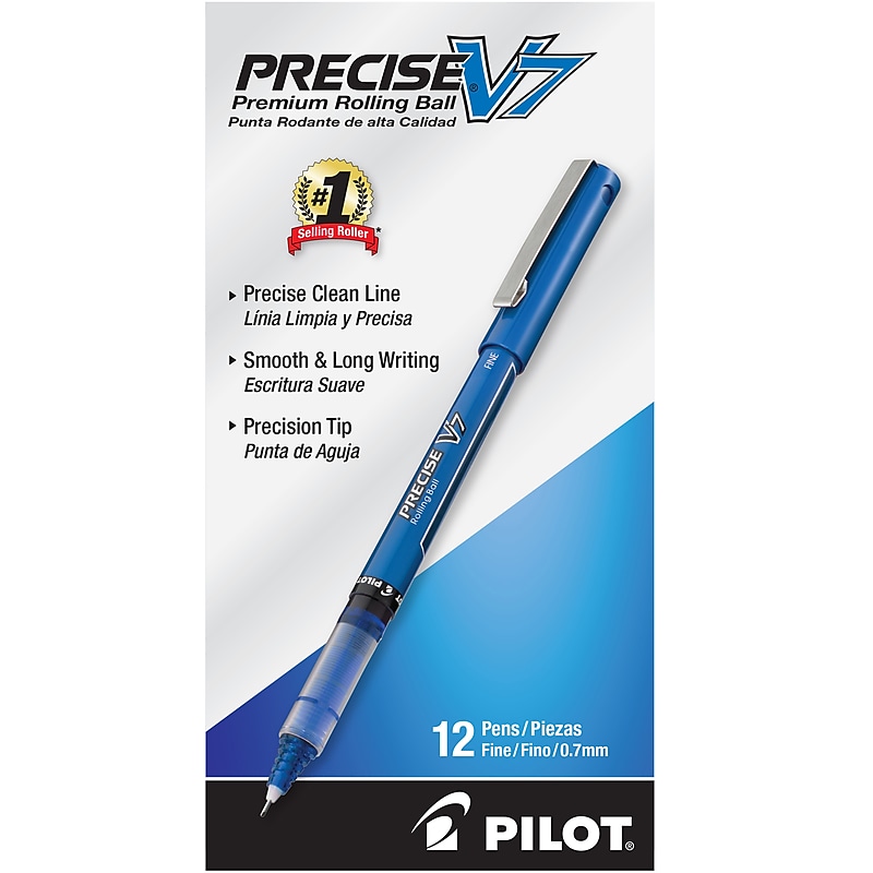 Pilot Precise V7 Rollerball Pens, Fine Point, Blue Ink, Dozen (35349) image 1