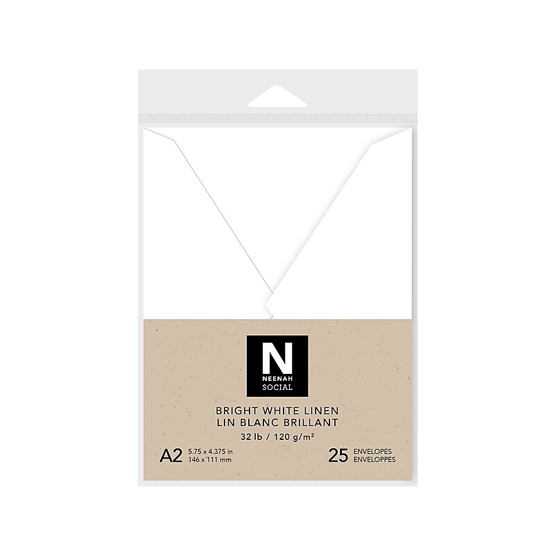Neenah Paper Social A2 Business Envelope, 4.38" x 5.75", Bright White, 25/Pack (91985) image 1
