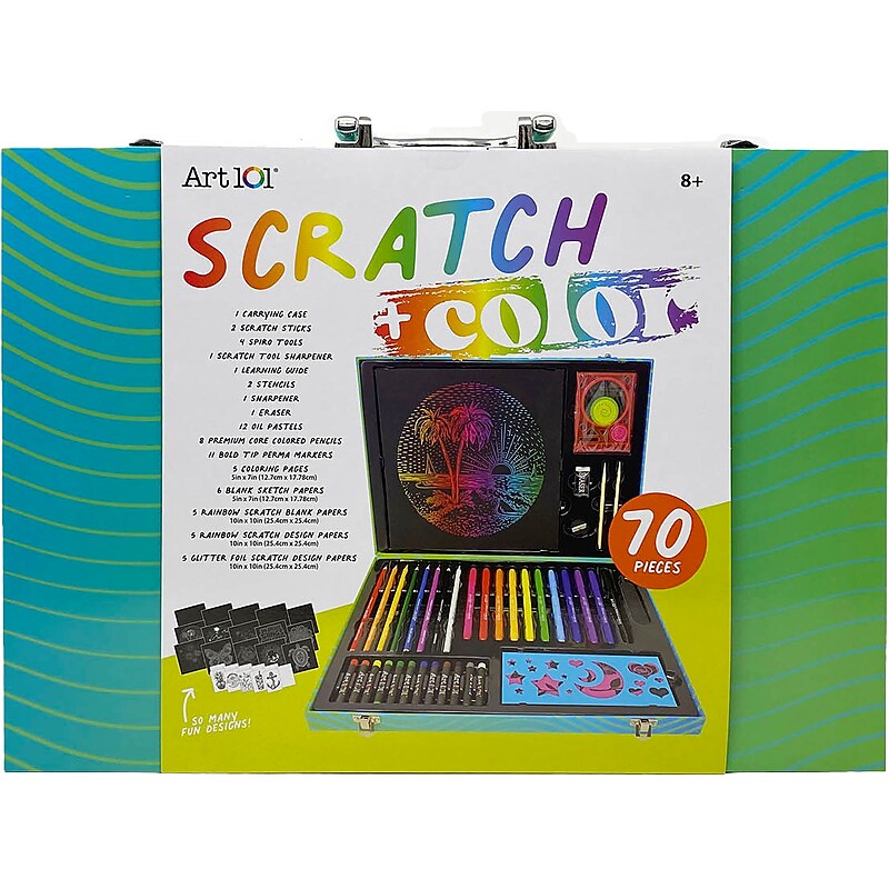 Art 101 Scratch and Color Art Set, Assorted Colors, 6/Carton (68070) image 1