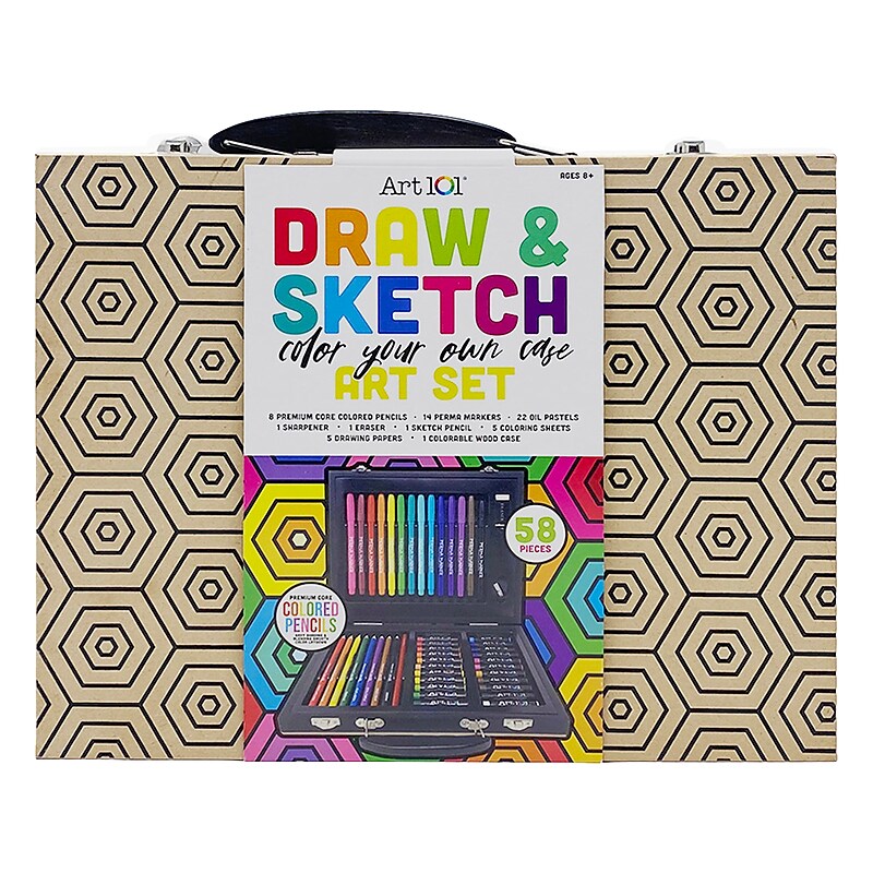 Art 101 Classic Drawing Kit, Brown, 58 Pieces (55058) image 1