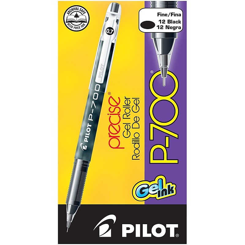 Pilot Precise P-700 Gel Pens, Fine Point, Black Ink, Dozen (38610) image 1