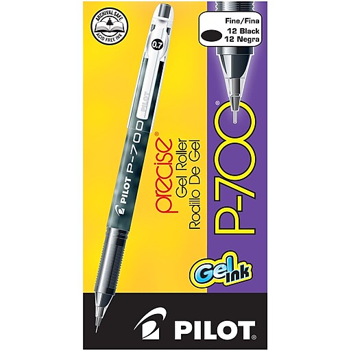 Pilot Precise P-700 Gel Pens, Fine Point, Black Ink, Dozen (38610