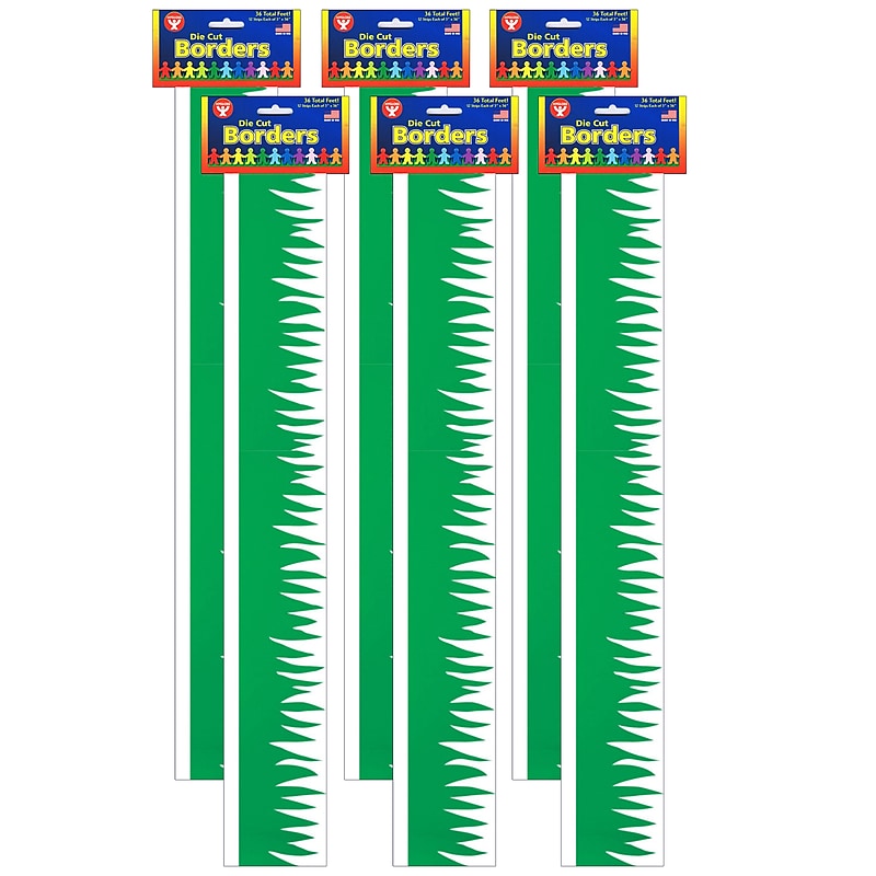Hygloss Green Grass Border, 36 Feet Per Pack, 6 Packs (HYG33601-6) image 1