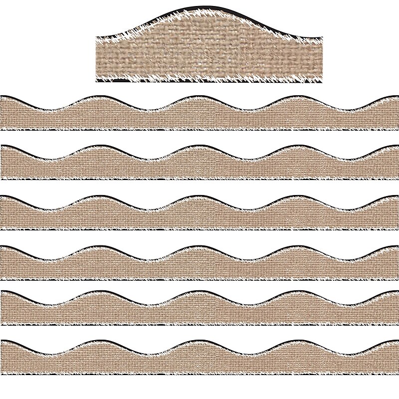Ashley Productions Magnetic Scallop Border Burlap Scribble, 12 Feet Per Pack, 6 Packs (ASH11408-6) image 1